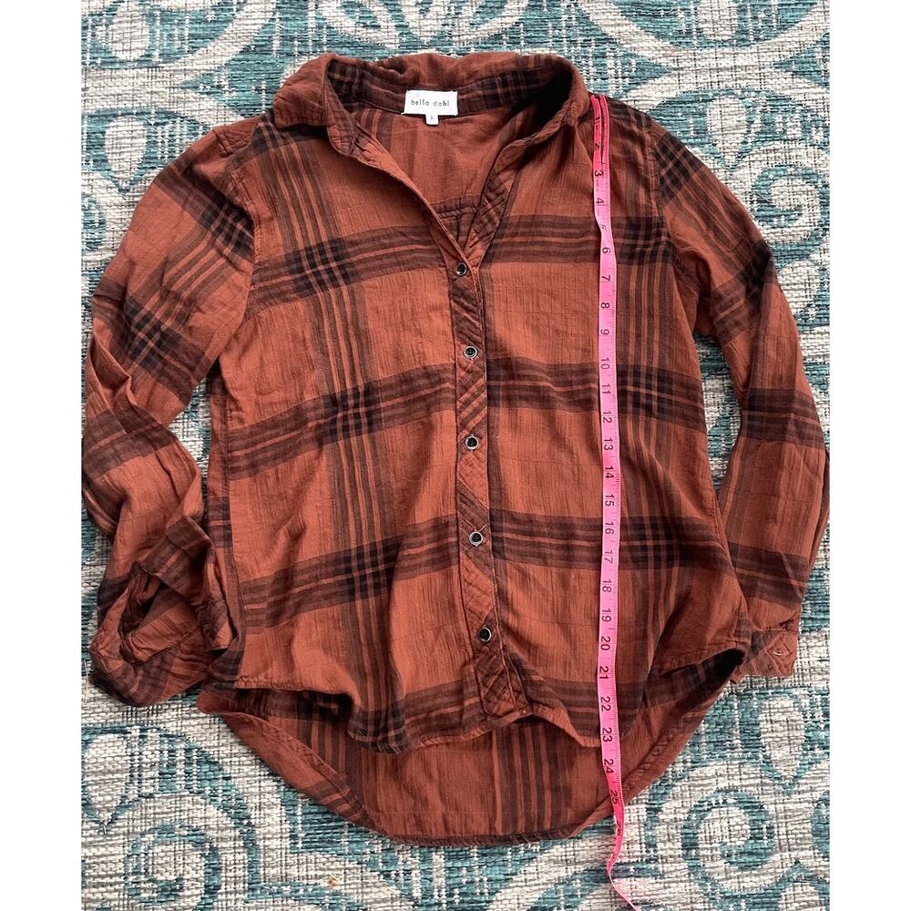 Bella Dahl Rust Plaid Flannel Button Down Shirt Top - Size‎ S - Picture 3 of 5